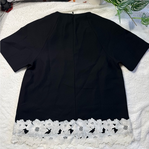 Kate Spade New York Black Floral Lace Trim Top – Size 2 - Picture 2 of 8
